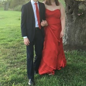 Plus Size Strapless Red Formal